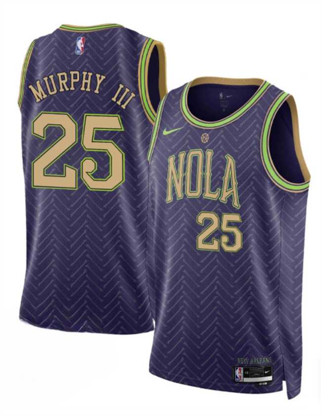 Men%27s New Orleans Pelicans #25 Trey Murphy III Purple 2024-25 City Ediiton Stitched Jersey Dzhi